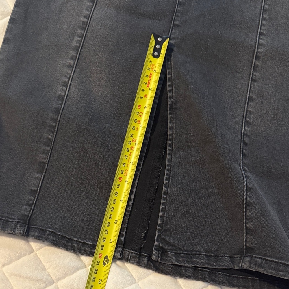 Free People We The Free Maddie Denim Midi Skirt Front Slit Gray - Picture 8 of 8